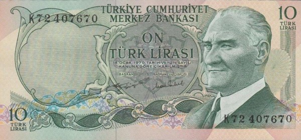 Турция, 10 лир, 1970г.*