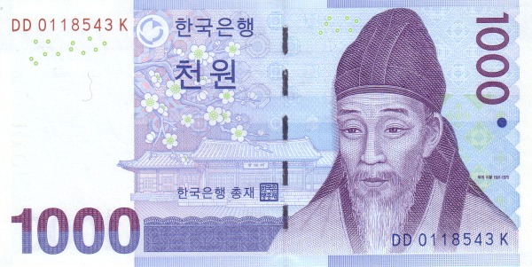 Южная Корея, 1000 вон, ND (2007г.)